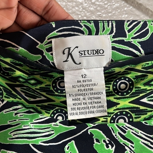 K Studio Dress, Women's Size 12 Navy Blue & Green, Shift - Picture 6 of 8